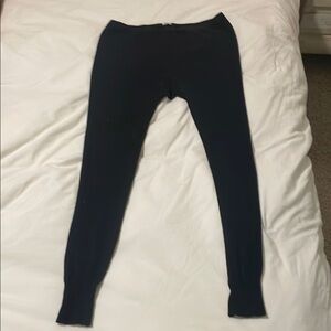 Hanro Black Warm Pure Wool Under Base Layer Leggings with Elastic Waist